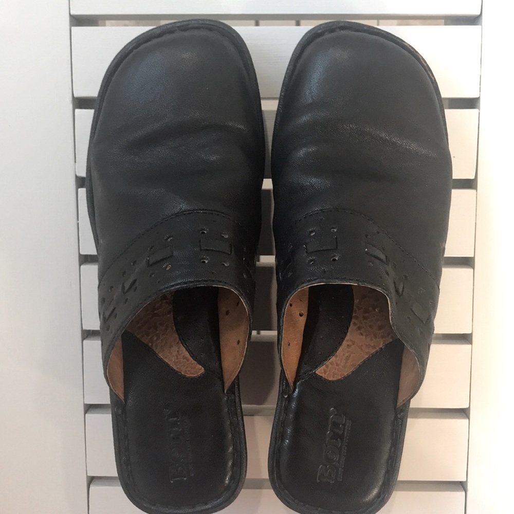 Born Black Wedge Clogs Mules